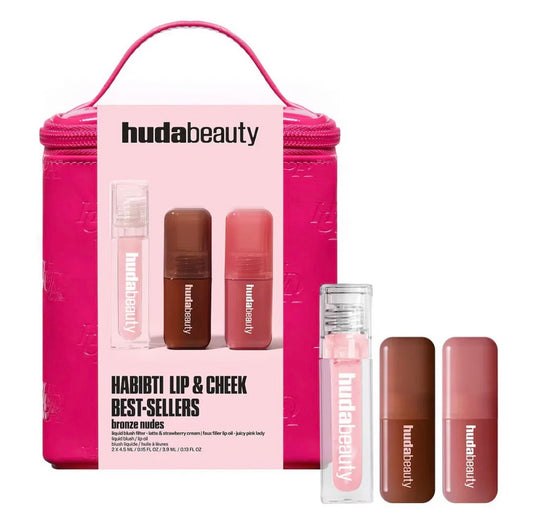 Huda Beauty Habibti Lip & Cheek Best-Sellers Bronze Nudes Set